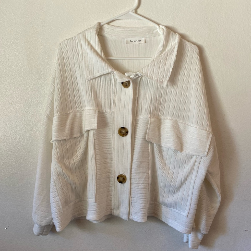 Bucketlist Cream Ribbed Knit Sweater